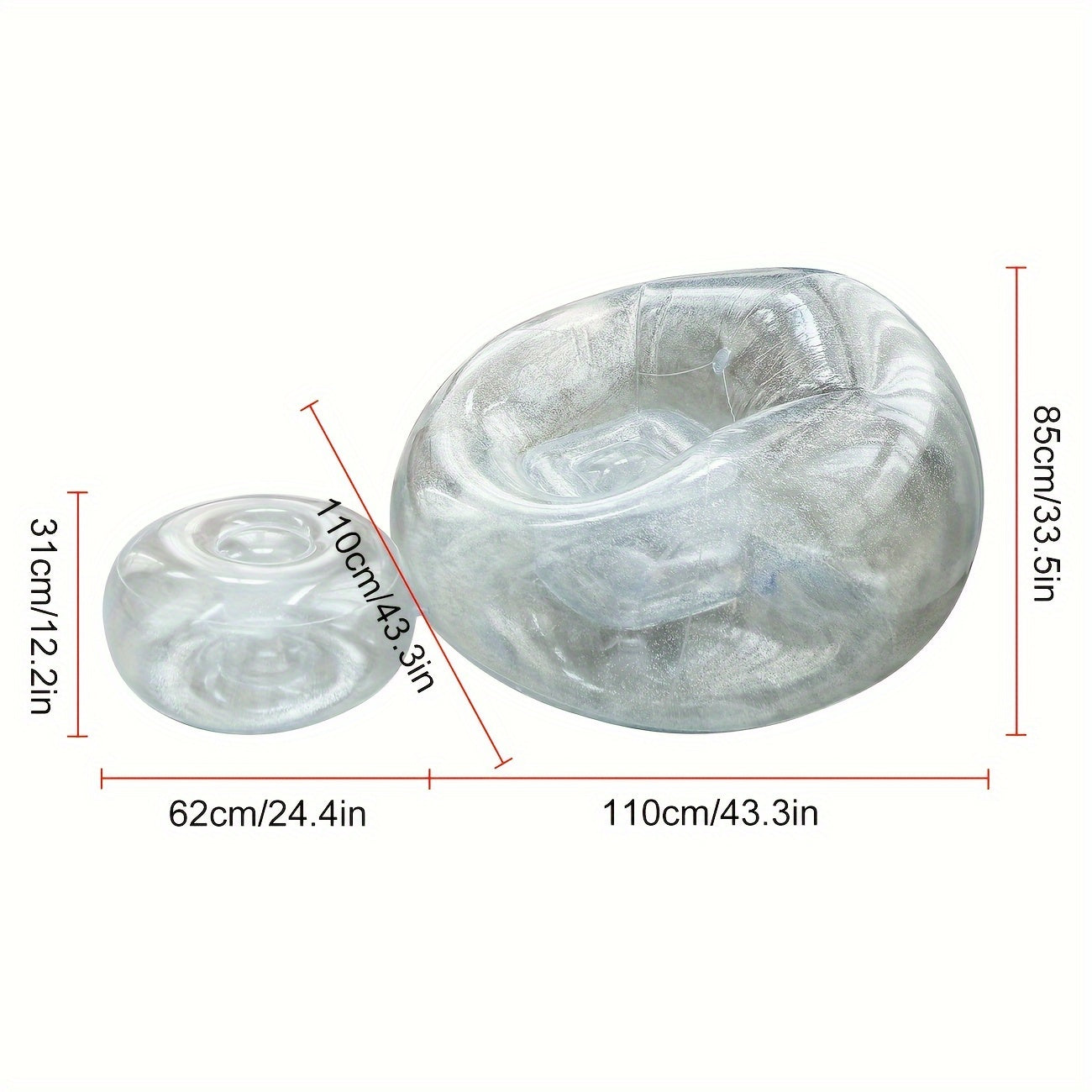 Thickened Sequin Inflatable Sofa Foldable Recliner Outdoor Lazy Sofa