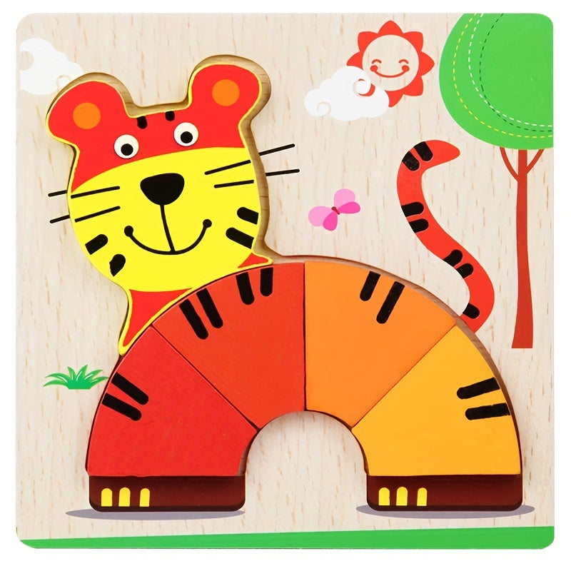 Wooden Jigsaw Building Blocks for Kids 1-3 Years