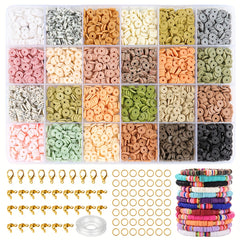 DIY Bracelet Making Kit 2400pcs Clay Bead Set Stone Beads Polymer Flat Beads