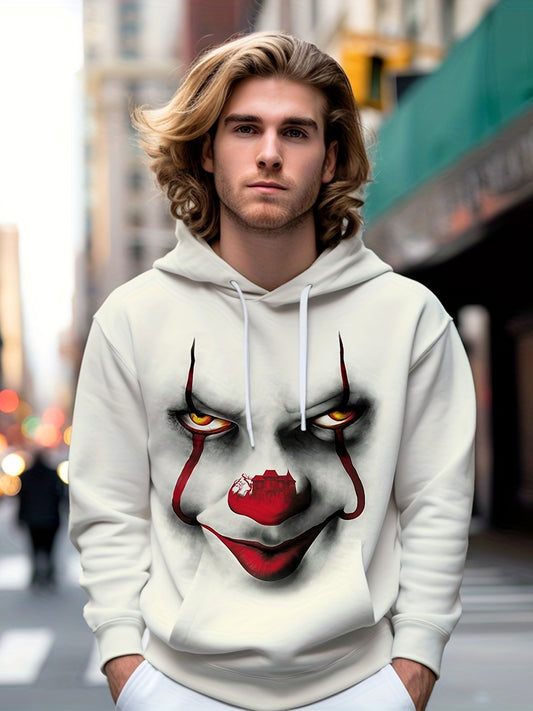 Clown Print Hoodies For Men Graphic Hoodie With Kangaroo Pocket