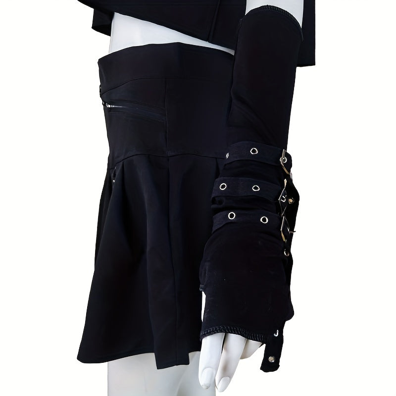 Rivet Belt Decor Punk Gloves Gothic Fingerless Gloves