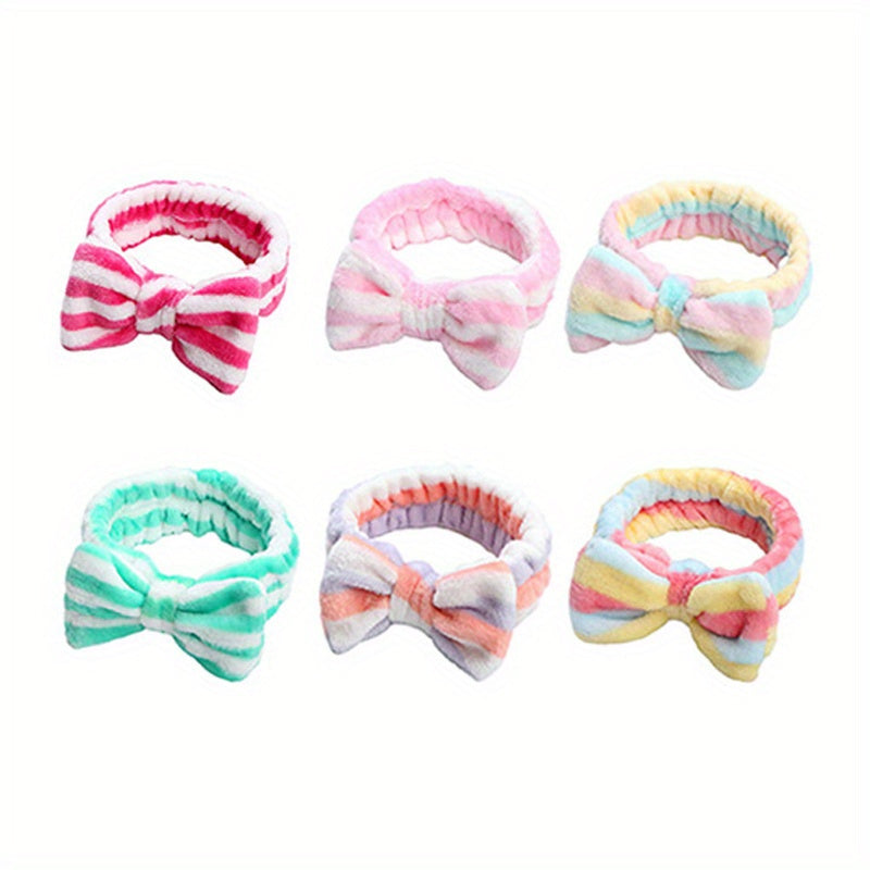 3 Pcs Coral Fleece Headband Bow Hair Band Spa Make Up Hair Accessories