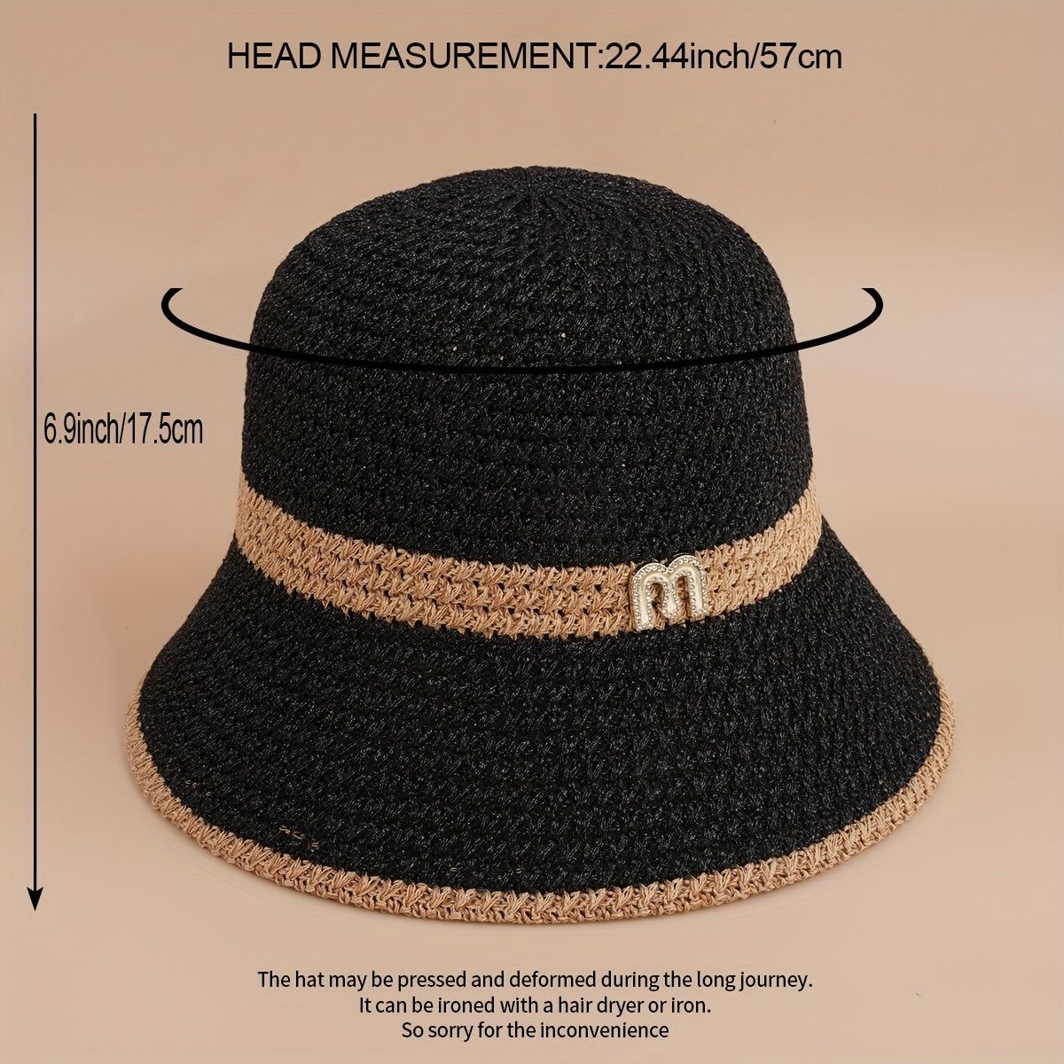 Retro Hollow Summer Sunscreen Bucket Hat British M Mark