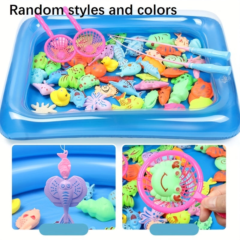 30pcs Kids Fishing Toy Set Inflatable Pool Magnetic Puzzle Water Fun