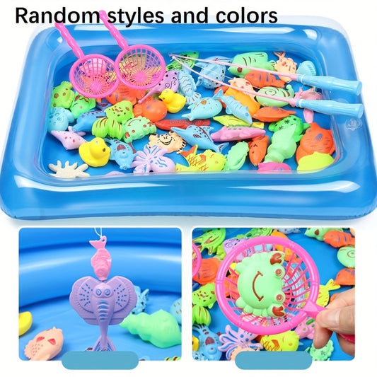 30pcs Kids Fishing Toy Set Inflatable Pool Magnetic Puzzle Water Fun