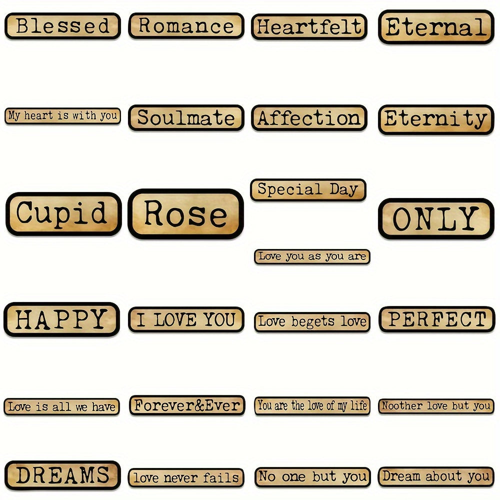 50pcs Retro English Phrases Waterproof Stickers for Water Bottle Laptop