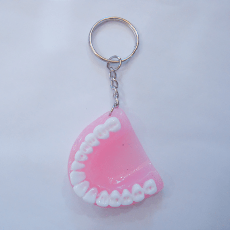 Denture Model Keychain Funny Resin Tooth Key Ring Accessory