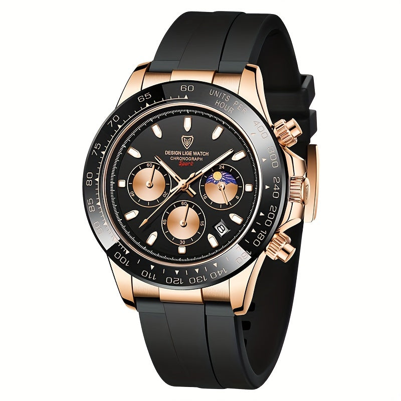 LIGE Boy's Big Dial Silicone Sport Watch Waterproof Quartz Chronograph