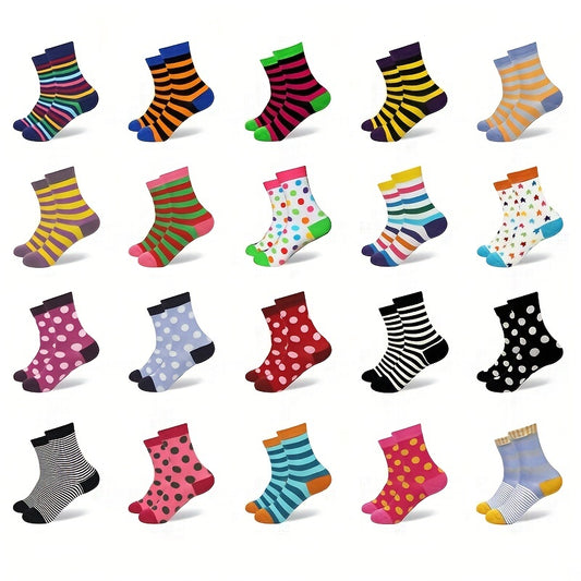 10pairs Girls Kids Comfy Crew Socks Block Socks Children's Socks