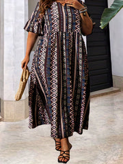  Casual Dress Women's Plus Ruffle Trim Maxi Dress