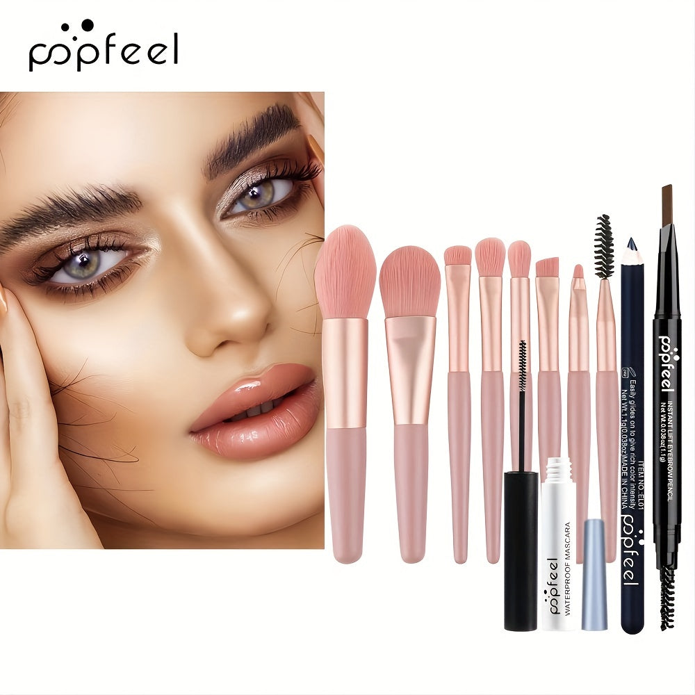 Makeup Set Eyeshadow Palette Eyeliner Eyebrow Pen Mascara Brushes All In One