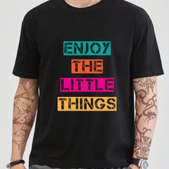 Solid Cotton Men's Graphic Crew Neck T-shirt Casual Comfy Tee