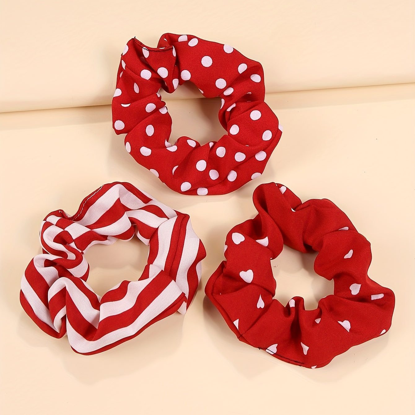 6pcs Polka Dot Scrunchie Hair Tie Stripe Heart Hair Rope Hair Accessories