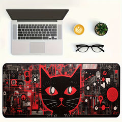 Cyber Kitten Pattern Mouse Pad - Anime Office Keyboard Pad