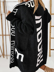 Waterfall Collar Knit Cardigan Hooded Sweater