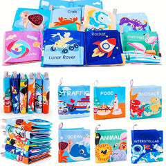 Colorful Educational Cloth Book - 6 Themes, English Letters, Cartoon Patterns