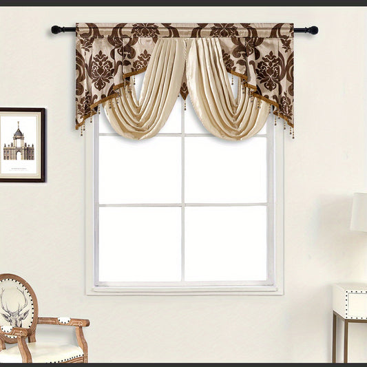 Retro Jacquard Valance Tassel Double Wave Curtain Head