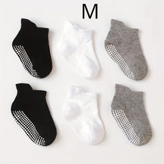6 Pairs Boy's Non Slip Socks with Rubber Bottom Dots
