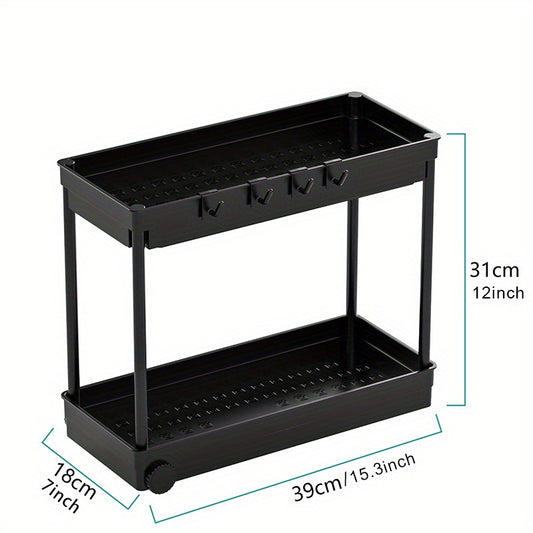 Under Sink Organizer with Sliding Basket and 4 Hooks