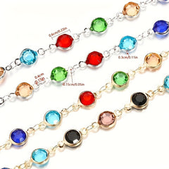 1 Meter Mixed Crystal Zircon Bezel Charms Beads Chain DIY Necklace Bracelet