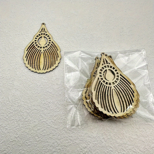 10pcs Hot Air Balloon Shape Sliced Pendant Wooden Earrings Necklace Crafts