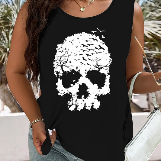  Skull Print Tank Top for Halloween