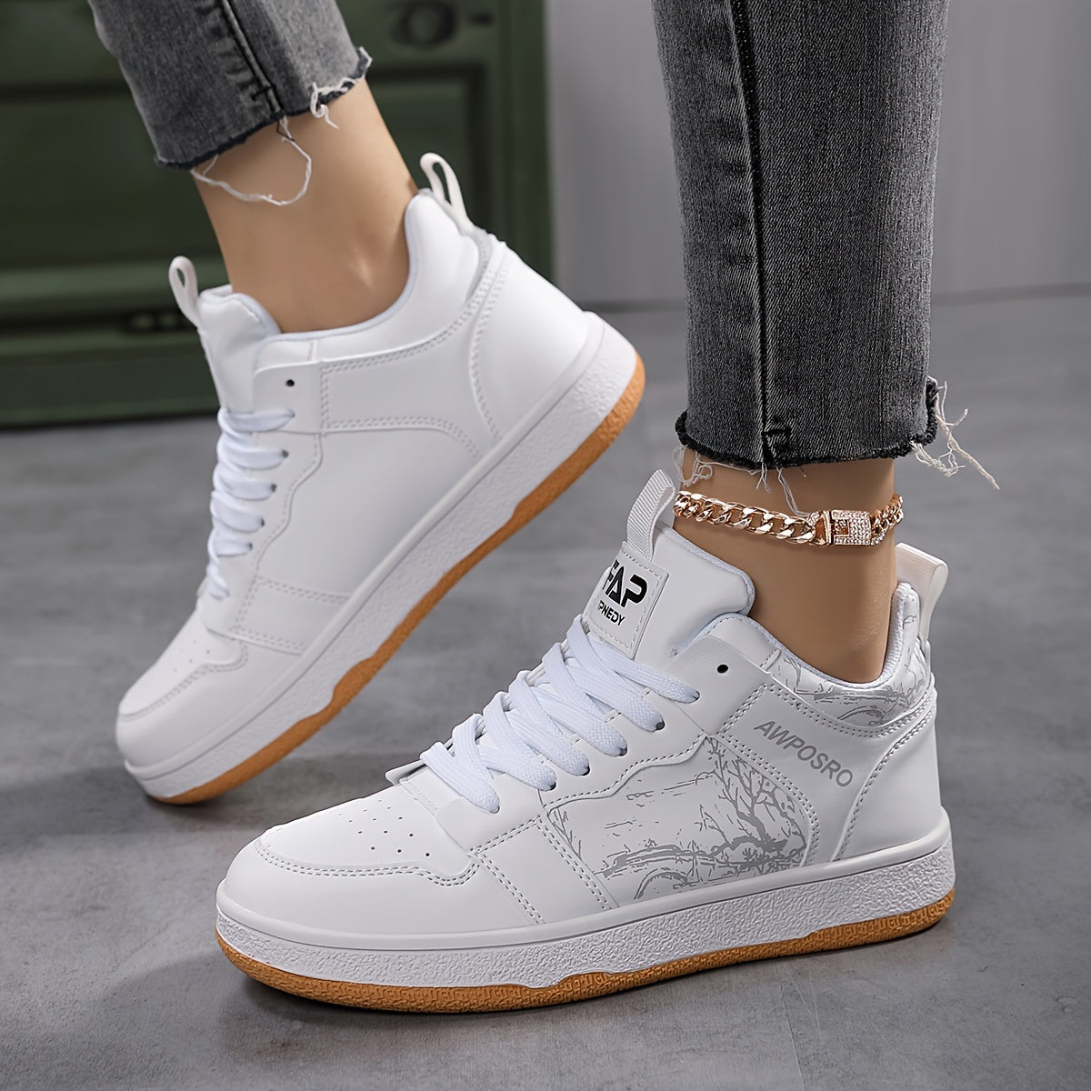 High Top Flat Skate Shoes Casual Non Slip Walking Shoes