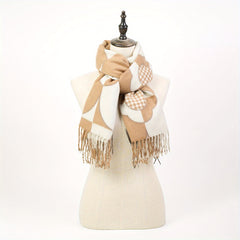 Cashmere Scarf Long Warm Fringed Shawl Casual Plaid Printed Unisex Wrap