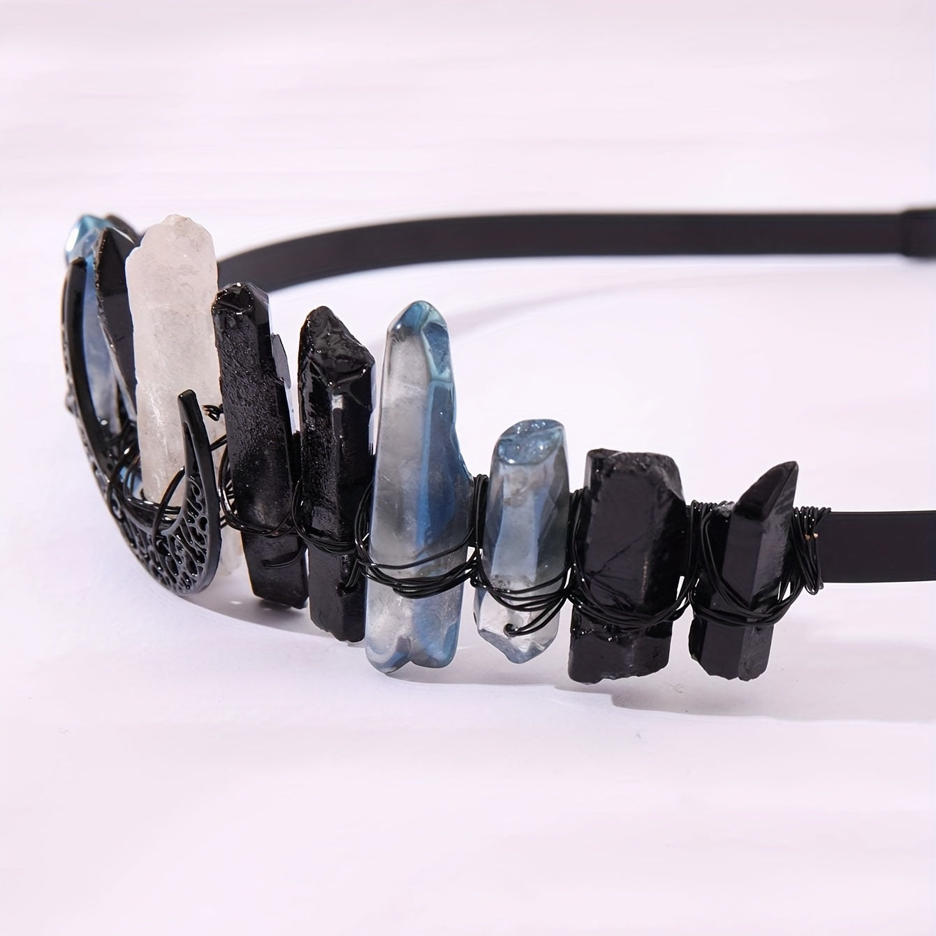 Boho Crystal Moon Decor Headband for Wedding Party Women Girls