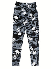 Camo & Skull Print Skinny Leggings for Women