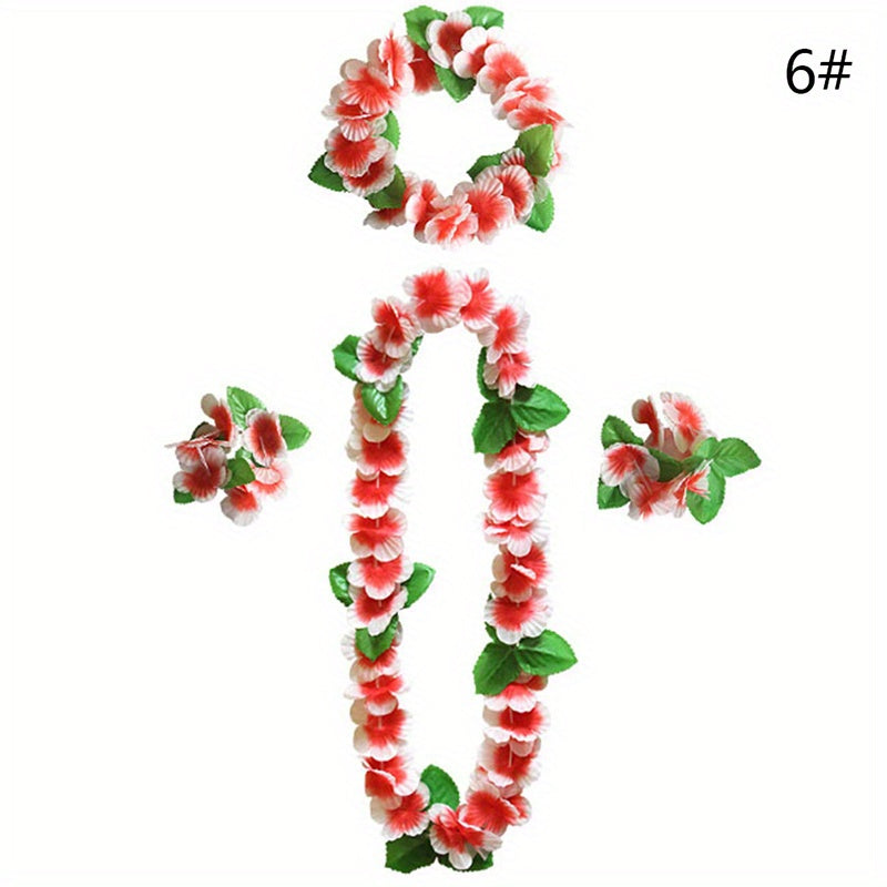 4Pcs Hawaiian Flower Leis Garland Necklace DIY Decoration Fancy Dress Party