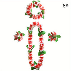4Pcs Hawaiian Flower Leis Garland Necklace DIY Decoration Fancy Dress Party