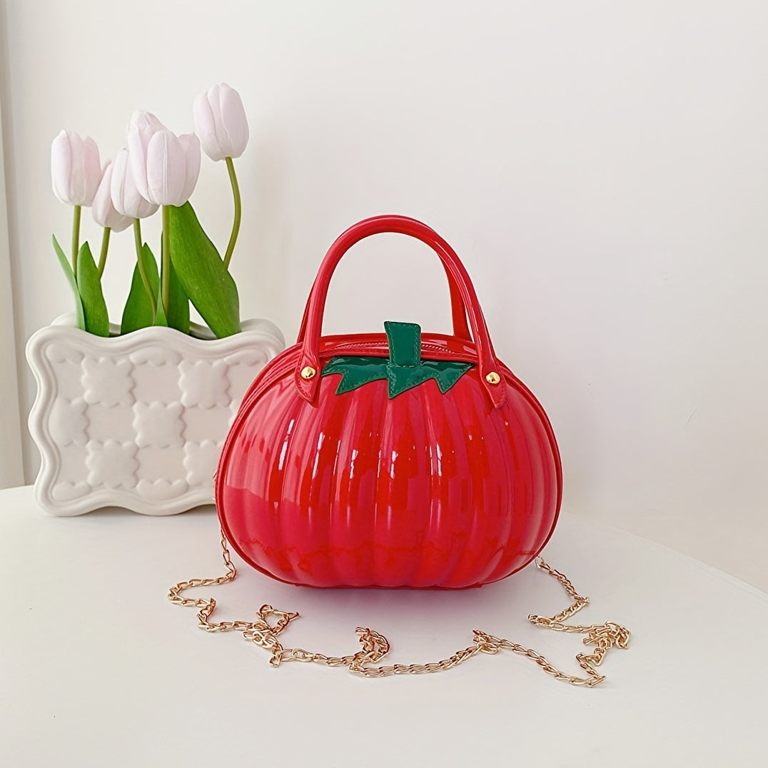 Pumpkin Shaped Satchel Novelty Crossbody Bag Halloween Candy Bag