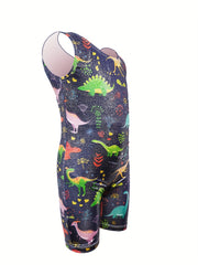 Girls Dino Print Gymnastics Outfits Comfy Workout Clothes