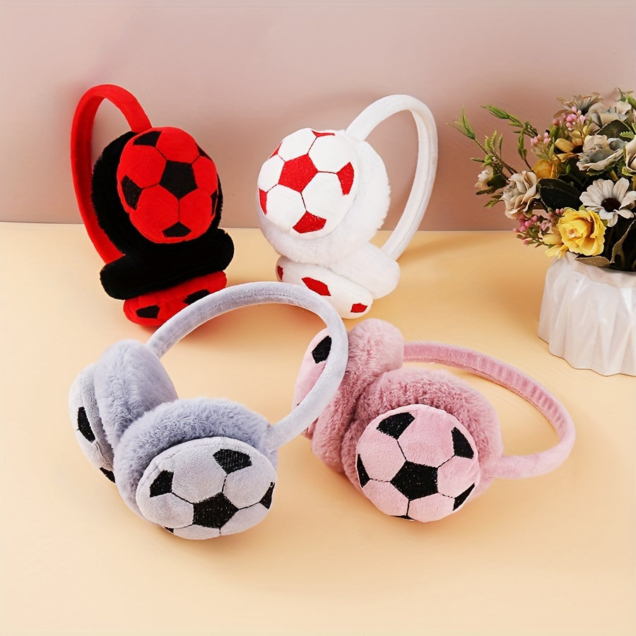 Cartoon Style Soccer Ball Earmuffs for Winter Warmth