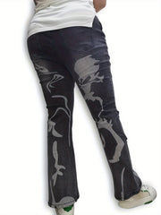  Washed Graphic Flared Leg Jeans