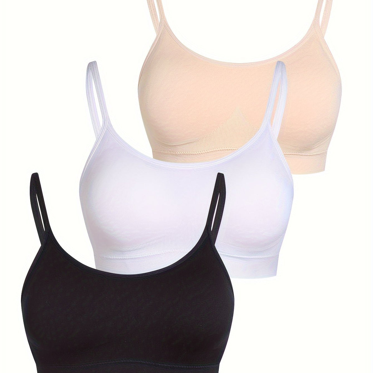 3 Pack Seamless Sports Bra Set Plus Size High Stretch Comfort Wireless Yoga