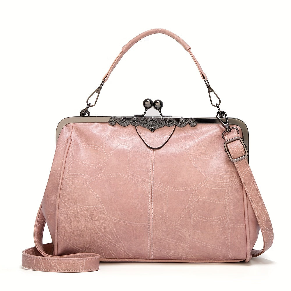 Vintage Kiss Lock Handbag Crossbody Bag Women's Top Handle Purse