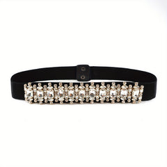 Crystal Elastic Wide Belt for Women Bohemian Girdle Dress Waistband