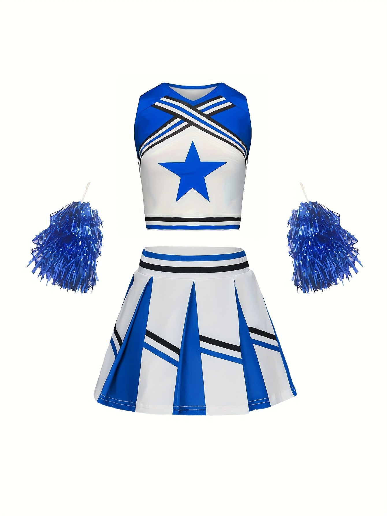 Girls Star Graphic Cheerleading Suit For Party Performance Sports Gift