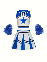 Girls Star Graphic Cheerleading Suit For Party Performance Sports Gift
