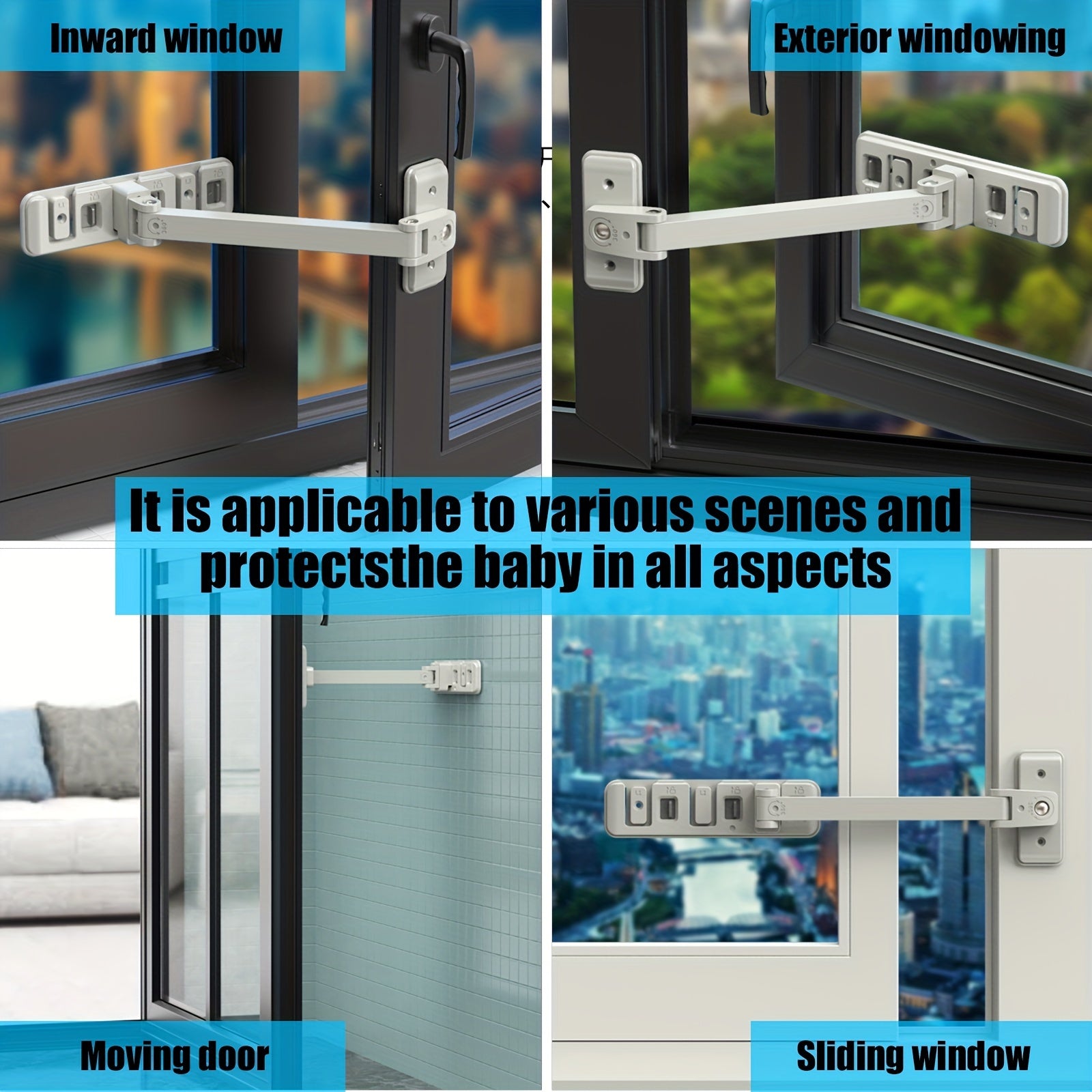 Child Metal Window Safety Lock Baby Sliding Window Restraint