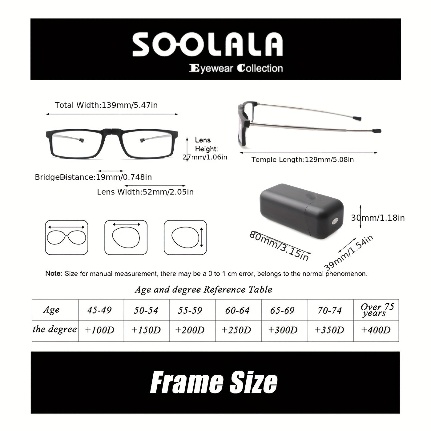 SOOLALA Light Blocking Reading Glasses with Hard Case