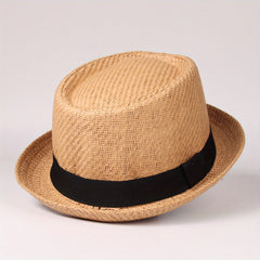 Casual Sunshade Straw Hat With Band for Outdoor Travel Seaside Unisex