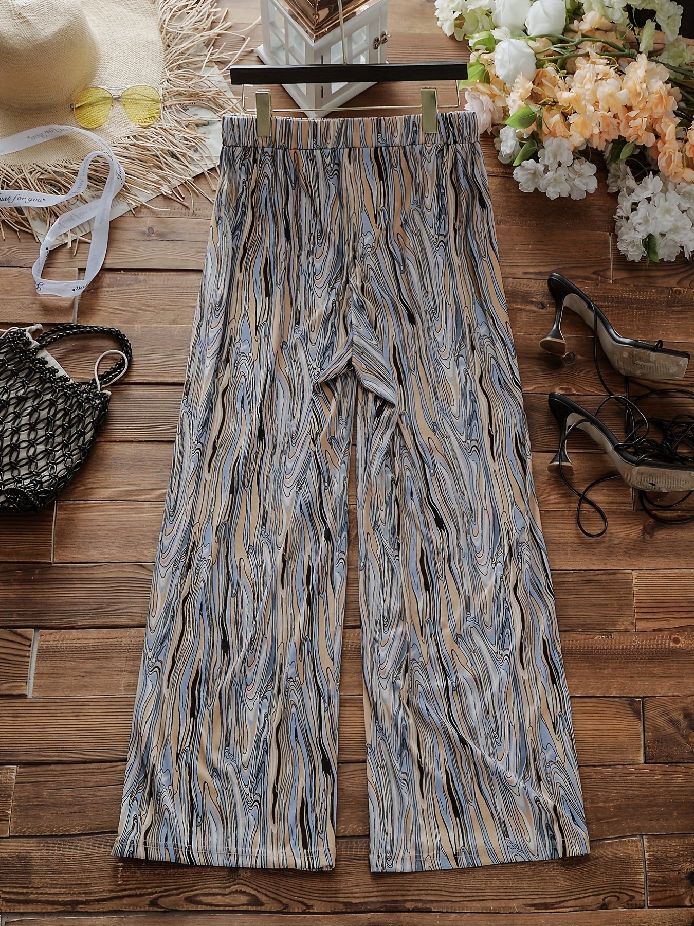  Random Print Wide Leg Pants