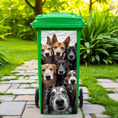 Dog Group Trash Can Stickers PVC Wall Decals Water Resistant