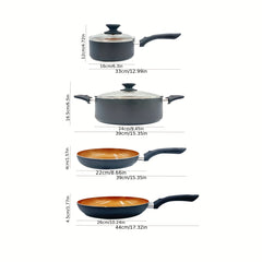 6pcs Ceramic Coating Cookware Set Nonstick Pot And Pans With Lid