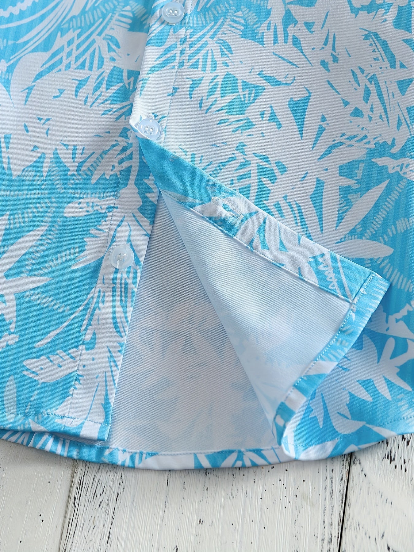 Boys Leaf Print Short Sleeves Shirt For Vacation Beach Kids Summer Clothes