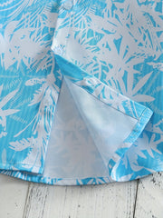 Boys Leaf Print Short Sleeves Shirt For Vacation Beach Kids Summer Clothes