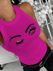 Eye Print Lashes Graphic Tank Top Women's Tunic Cami